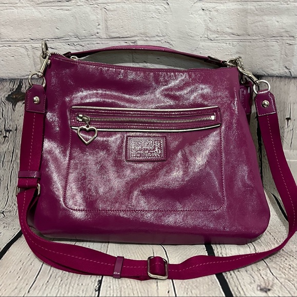 Coach Handbags - SOLD! ✅ Coach Poppy Daisy Liquid Gloss Berry Hobo Crossbody Bag